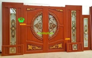 ประตูไม้สักกระจกนิรภัย BBB176