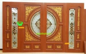 ประตูไม้สักกระจกนิรภัย BBB177