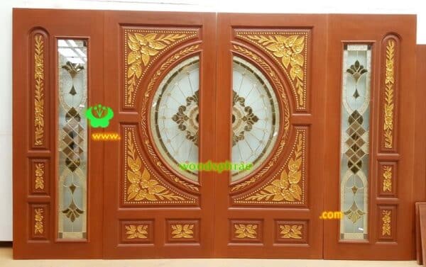 ประตูไม้สักกระจกนิรภัย BBB177