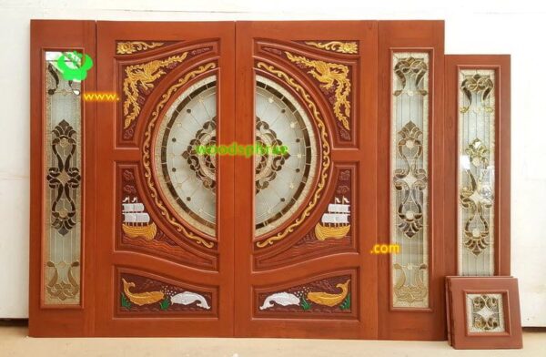 ประตูไม้สักกระจกนิรภัย BBB191