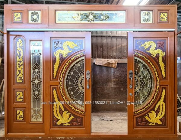 ประตูไม้สักกระจกนิรภัย BBB107 - Image 3