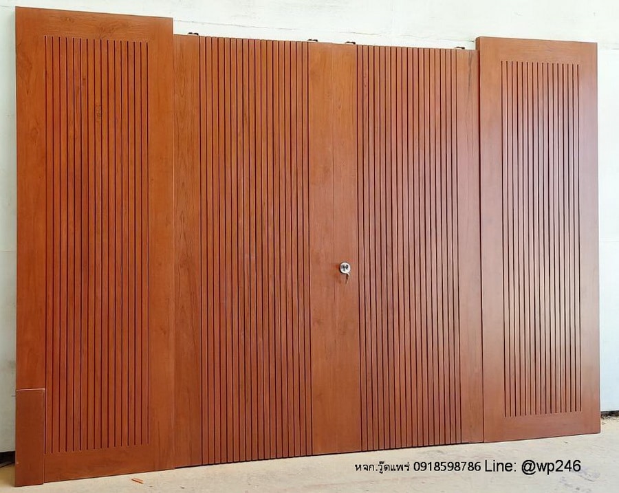 ประตูไม้สักเซอะร่องบานเลื่อน