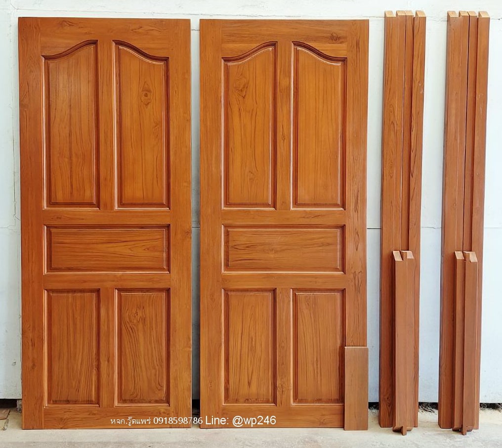 ประตูไม้สักบานเดี่ยว พร้อมวงกบไม้สัก